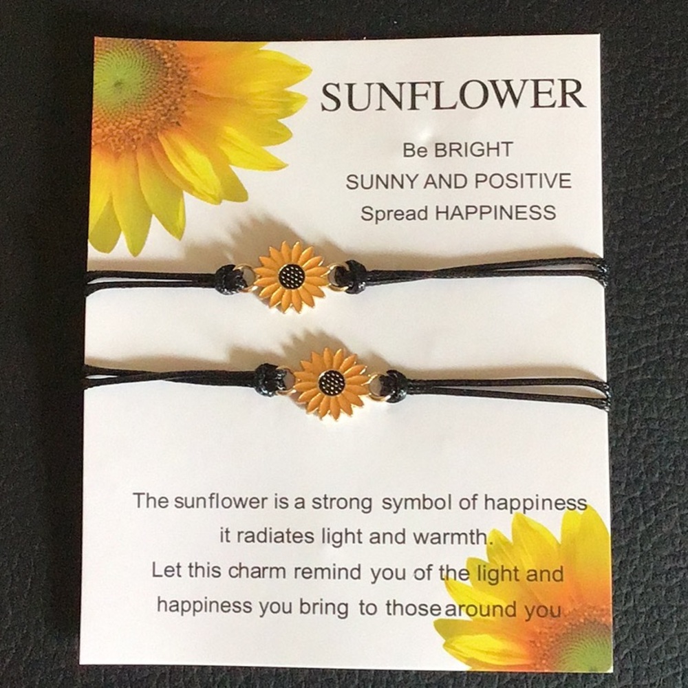 Sunflower Friendship Bracelets Set of Two New